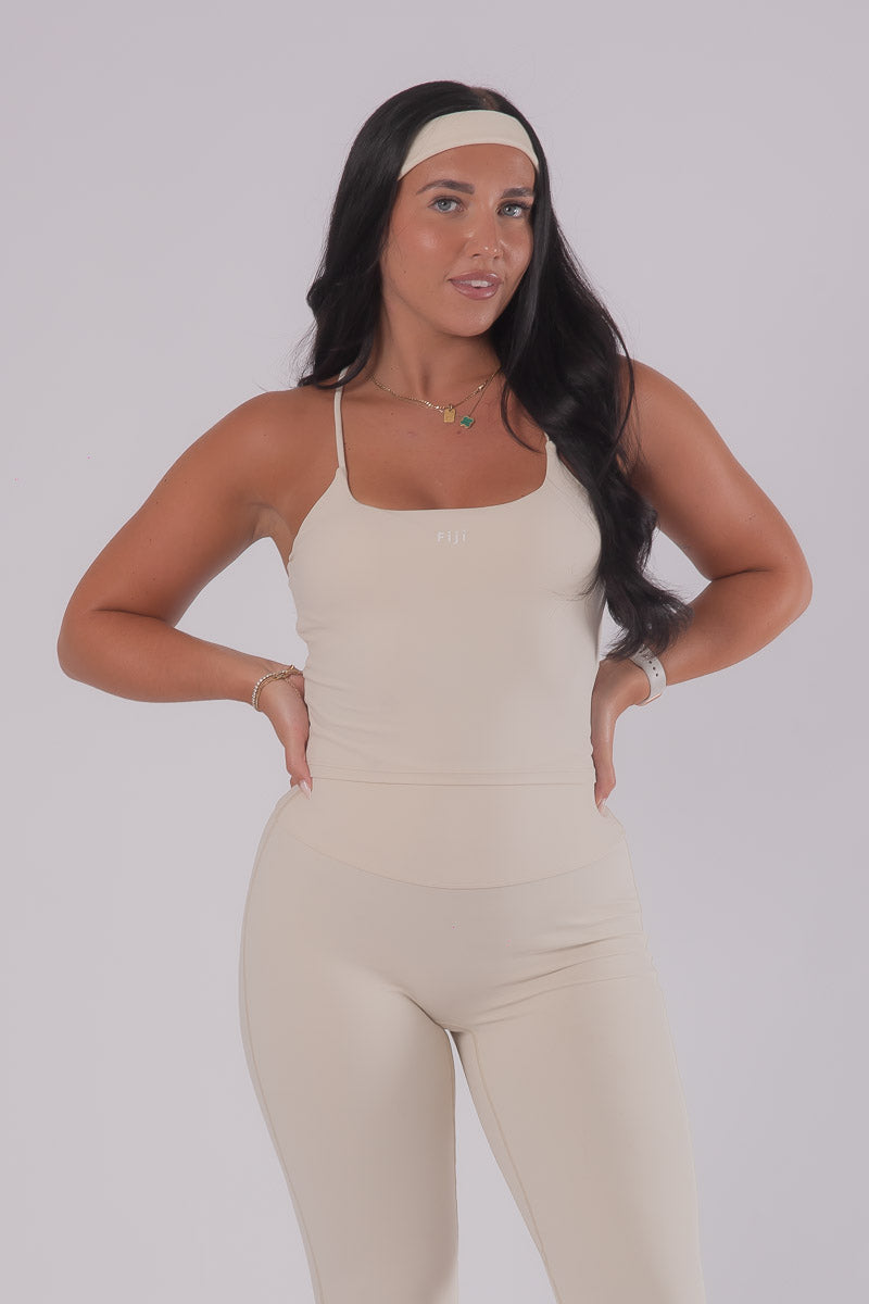 HD Seamless Scrunch Tank Top - VANILLA ICE CREAM