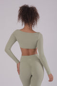 Load image into Gallery viewer, HD Seamless Scrunch Long Sleeve Top - OLIVE
