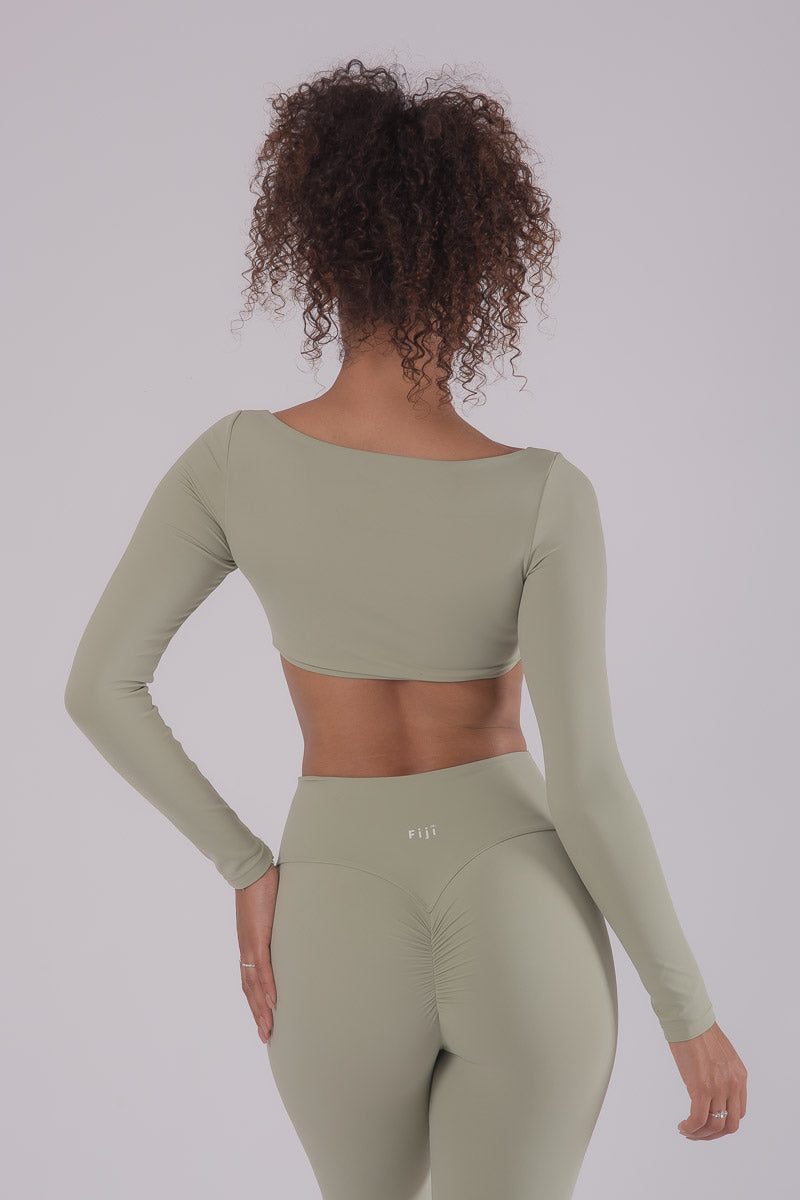 HD Seamless Scrunch Long Sleeve Top - OLIVE