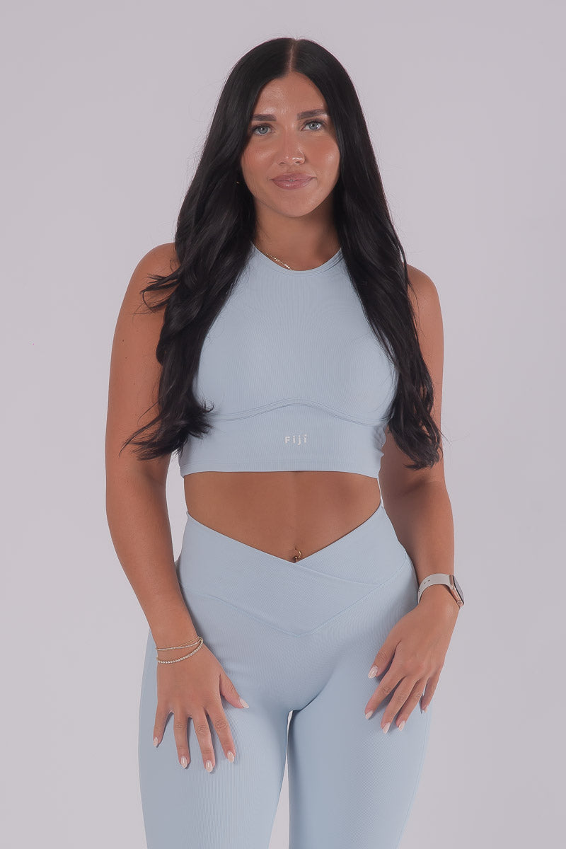 Ribbed Dream Crop Top - ICE BLUE