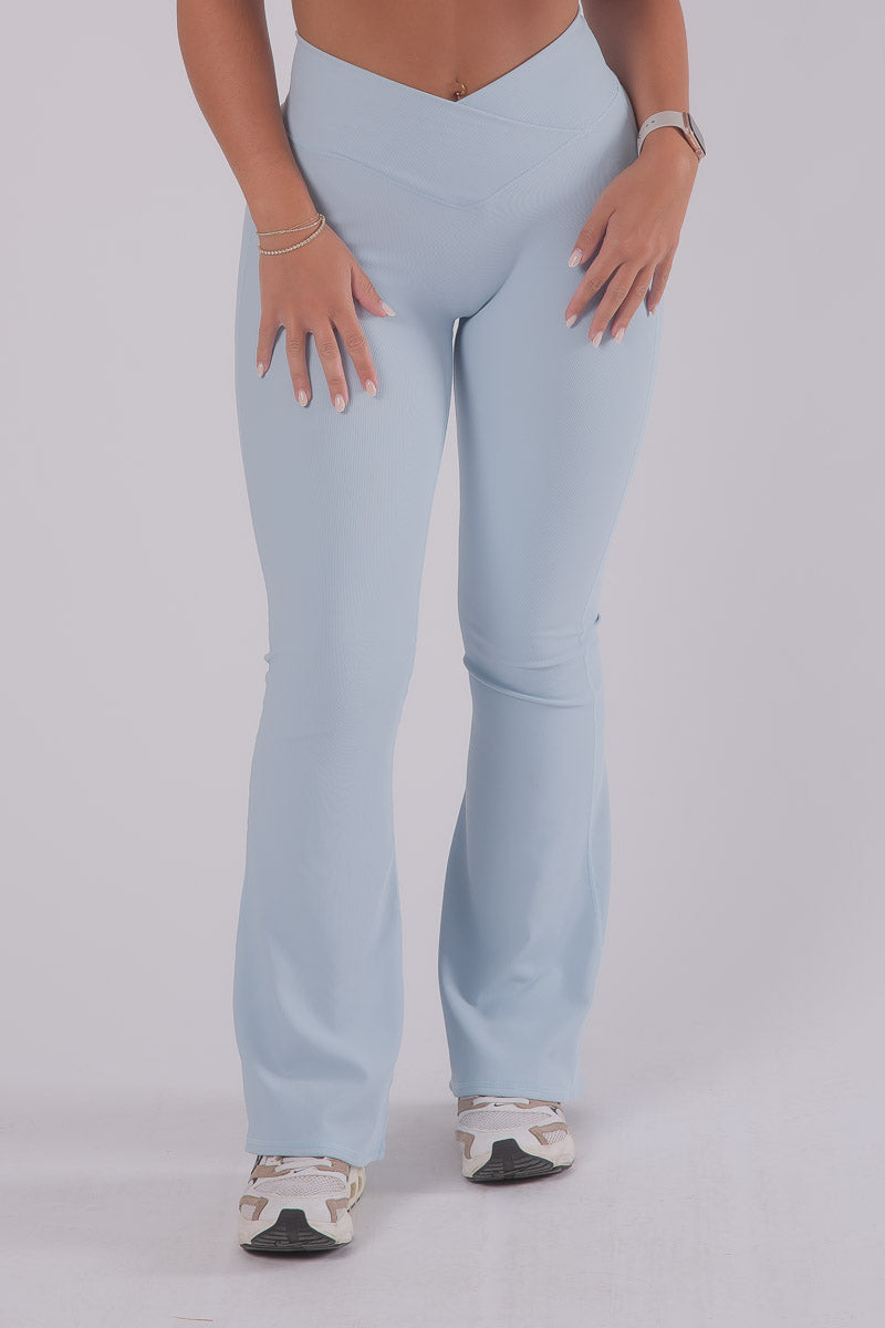 Ribbed Dream Flared Pants - ICE BLUE