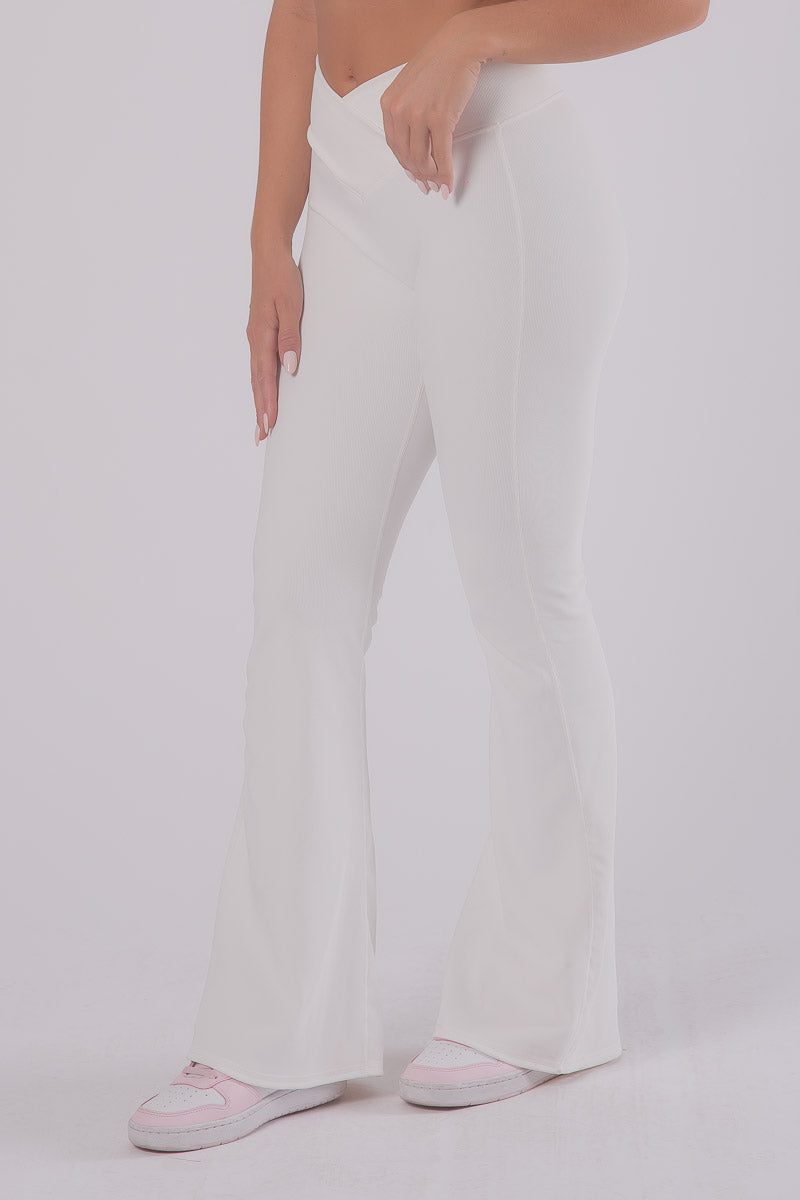 Ribbed Dream Flared Pants - SNOW WHITE