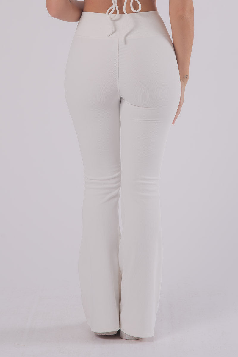 Ribbed Dream Flared Pants - SNOW WHITE