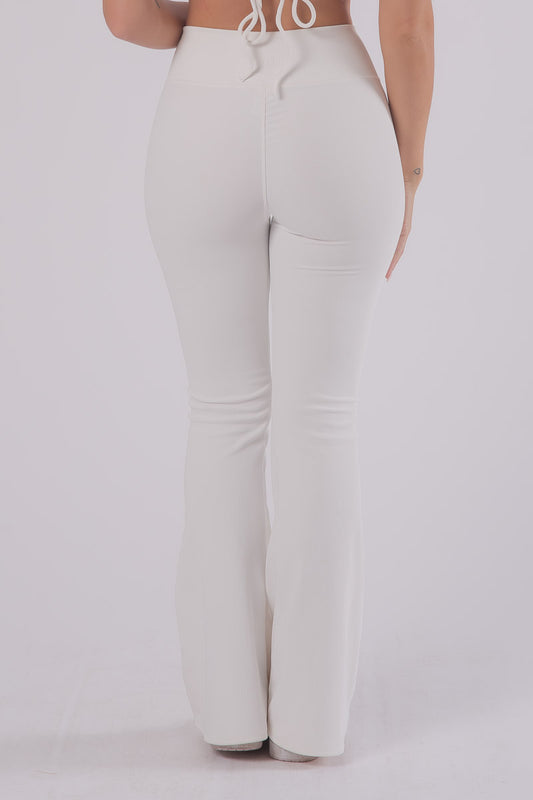 Ribbed Dream Flared Pants - SNOW WHITE
