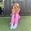 Load image into Gallery viewer, Statement contrast flared pants - Cotton Candy Pink
