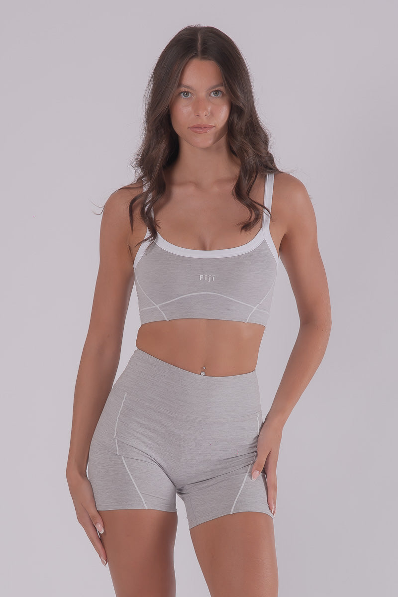 Statement Contrast Bra Top - CLOUD GREY