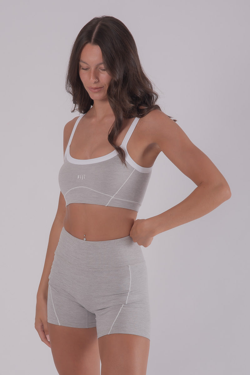 Statement Contrast Bra Top - CLOUD GREY