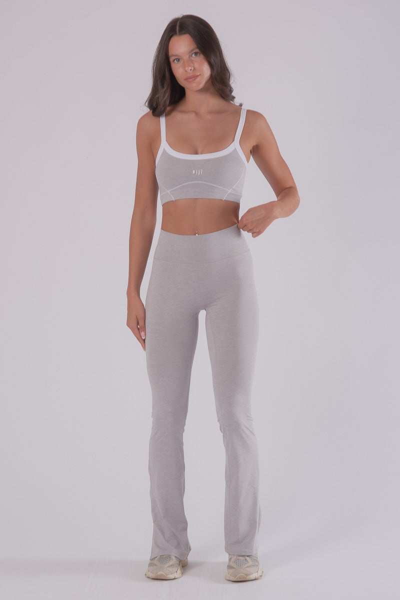 Statement Contrast Flared Pants - CLOUD GREY