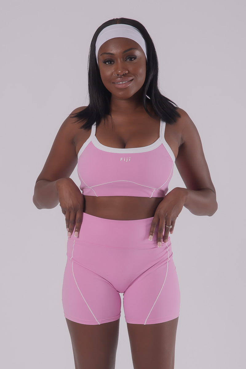 Statement Contrast Bra Top - COTTON CANDY PINK