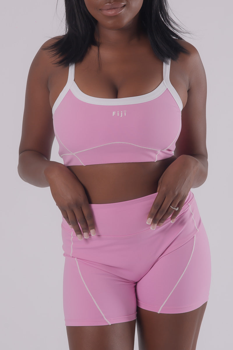 Statement Contrast Bra Top - COTTON CANDY PINK